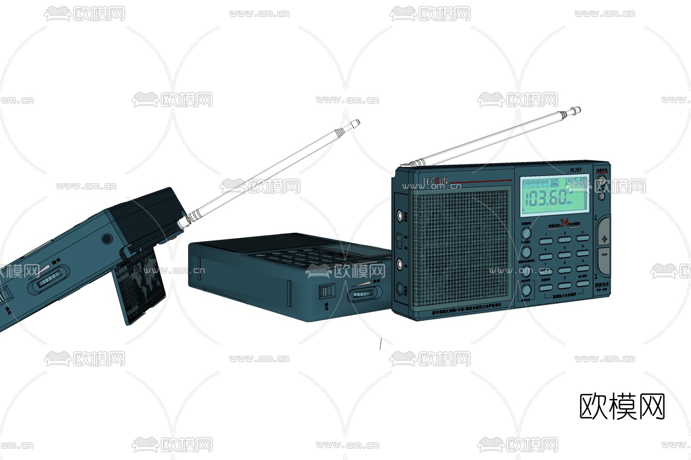 现代收音机组合免费su模型下载