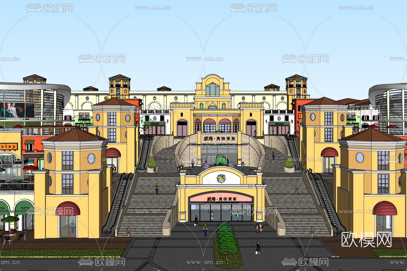 欧式商业街免费su模型下载