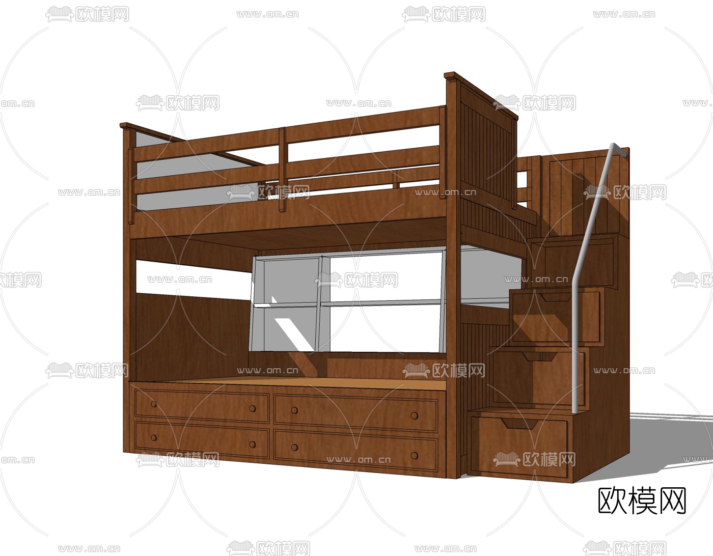 现代实木儿童床免费su模型下载