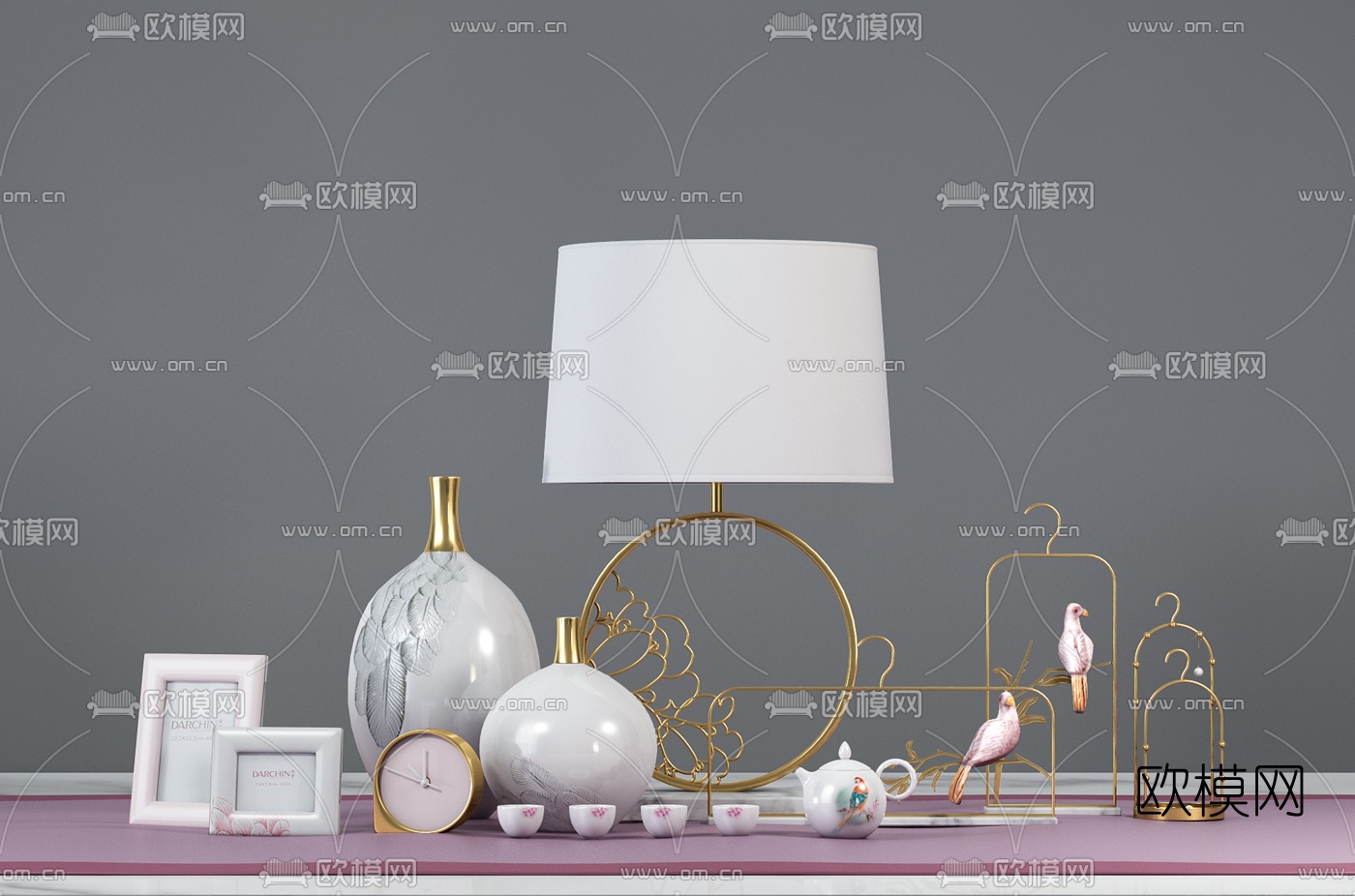 现代轻奢陶瓷瓶饰品摆件3d模型