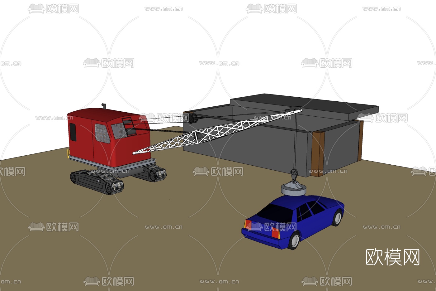 工业风塔吊式起重机免费su模型下载