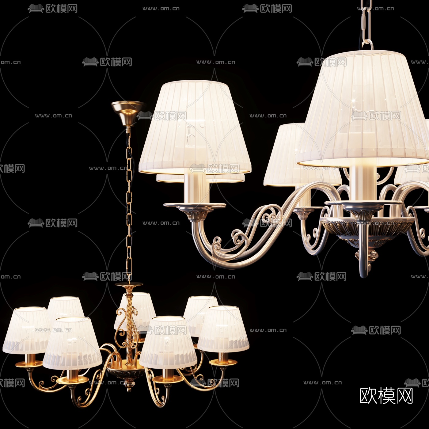 简欧金属吊灯3d模型