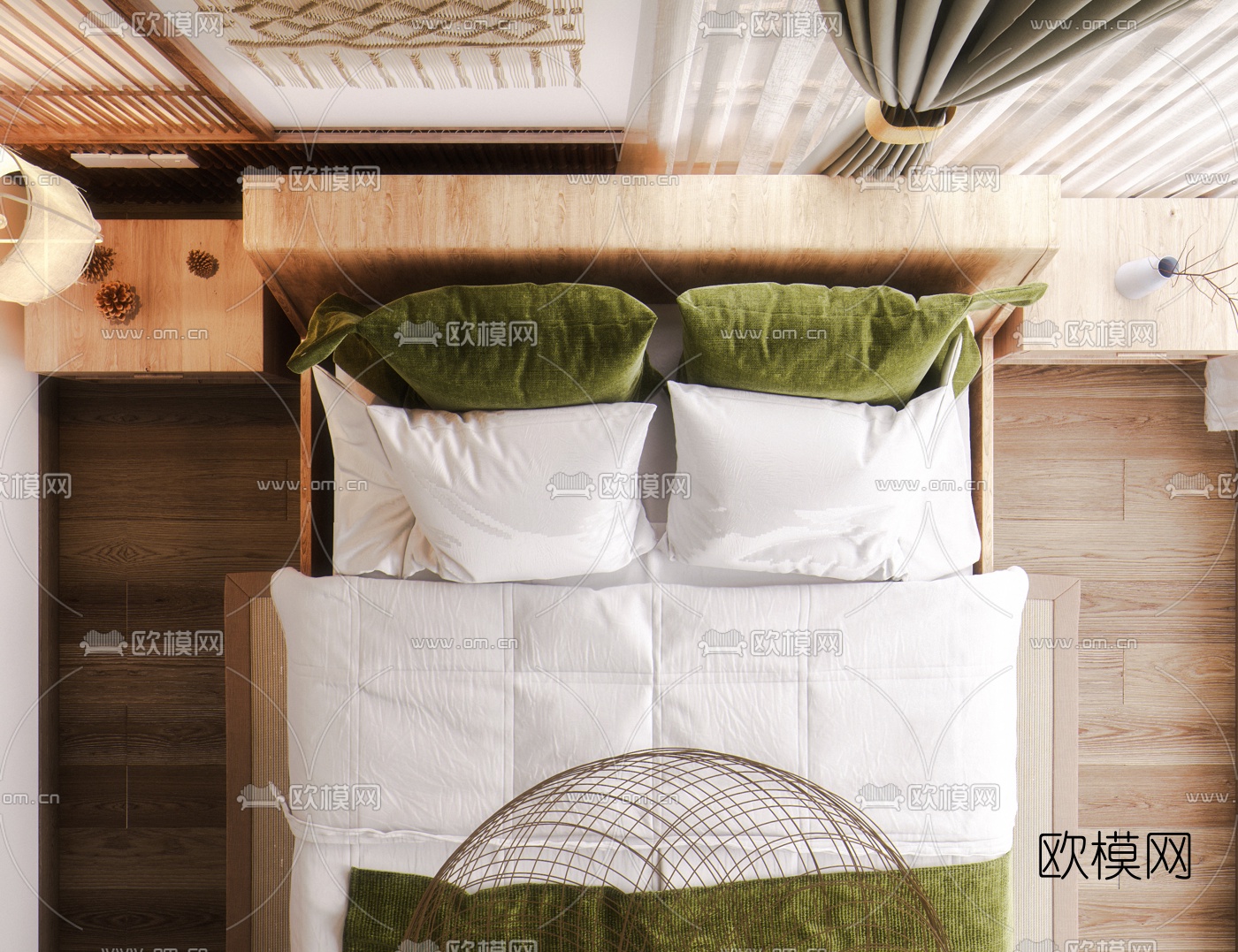 现代民宿卧室3d模型