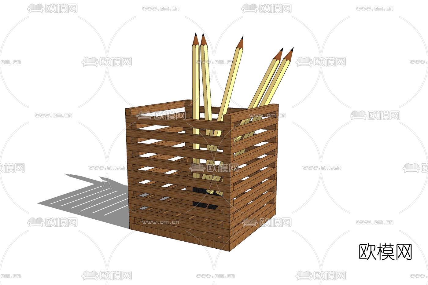 现代实木笔筒免费su模型下载