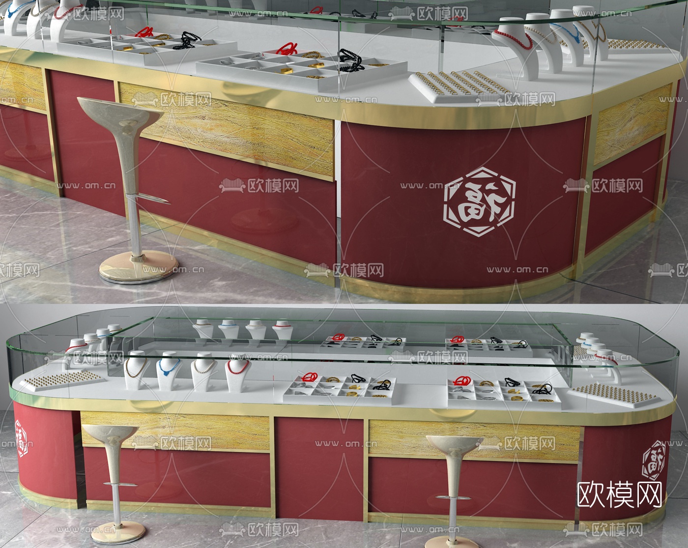 现代珠宝展示柜3d模型
