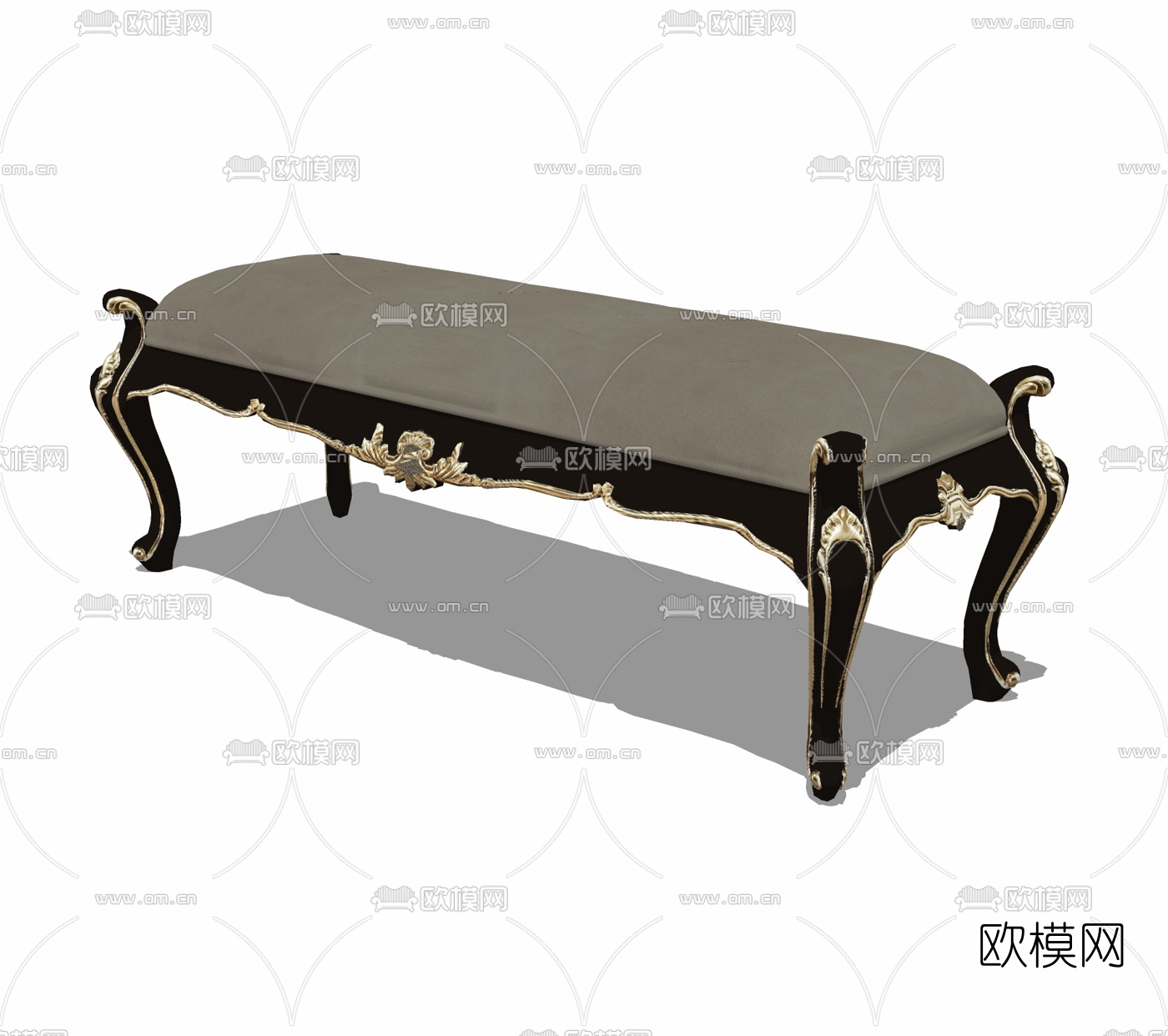 欧式床尾凳免费su模型下载