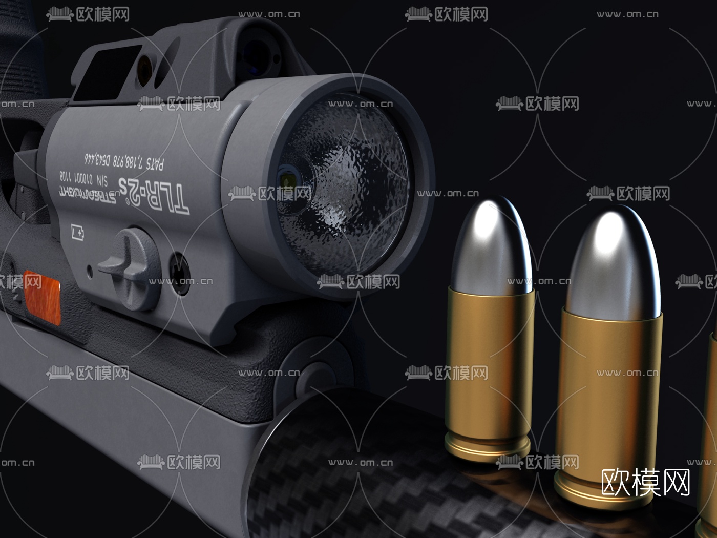 现代手枪3d模型下载（渲染图2）