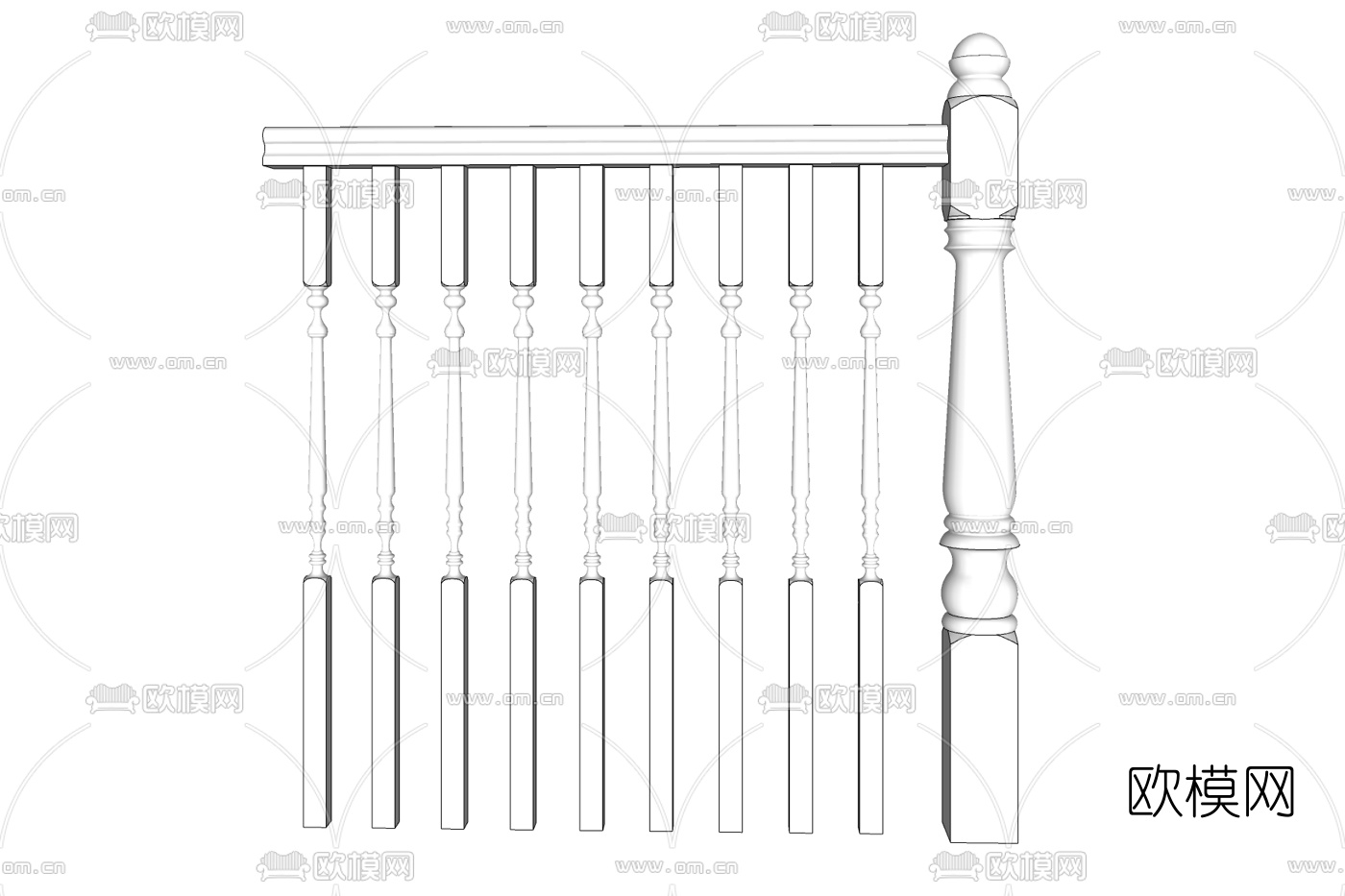 欧式阳台围栏免费su模型下载