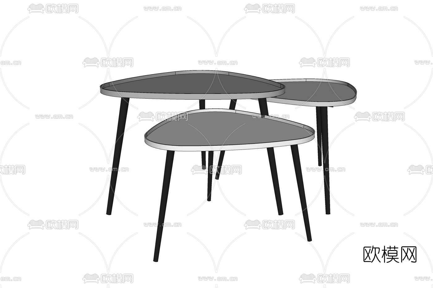 现代组合茶几免费su模型下载