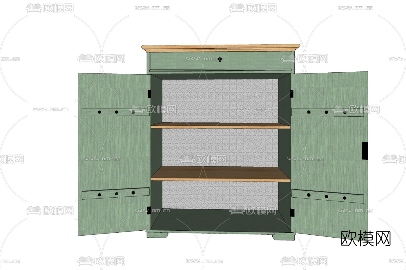 简欧实木餐边柜免费su模型下载