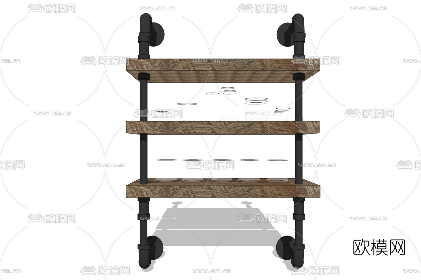 工业风装饰柜免费su模型下载