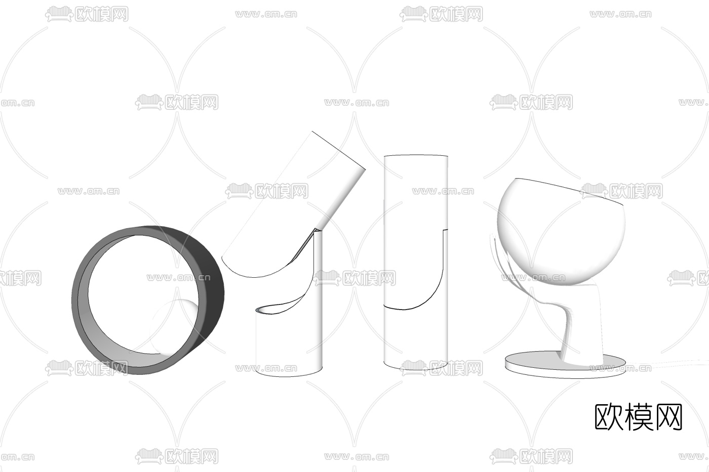 现代射灯免费su模型下载