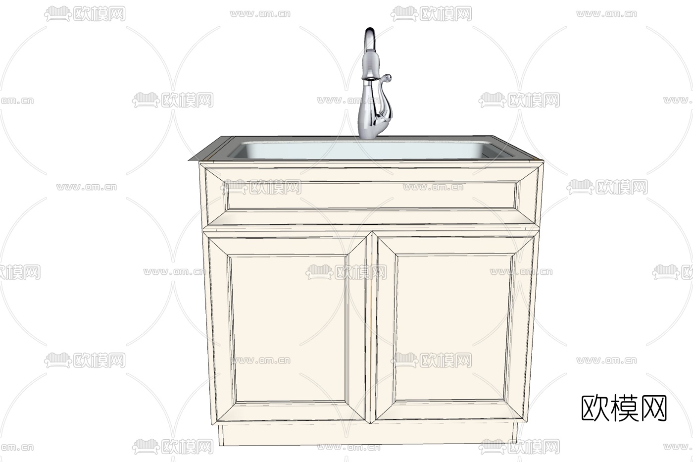 欧式浴室柜洗手盆免费su模型下载