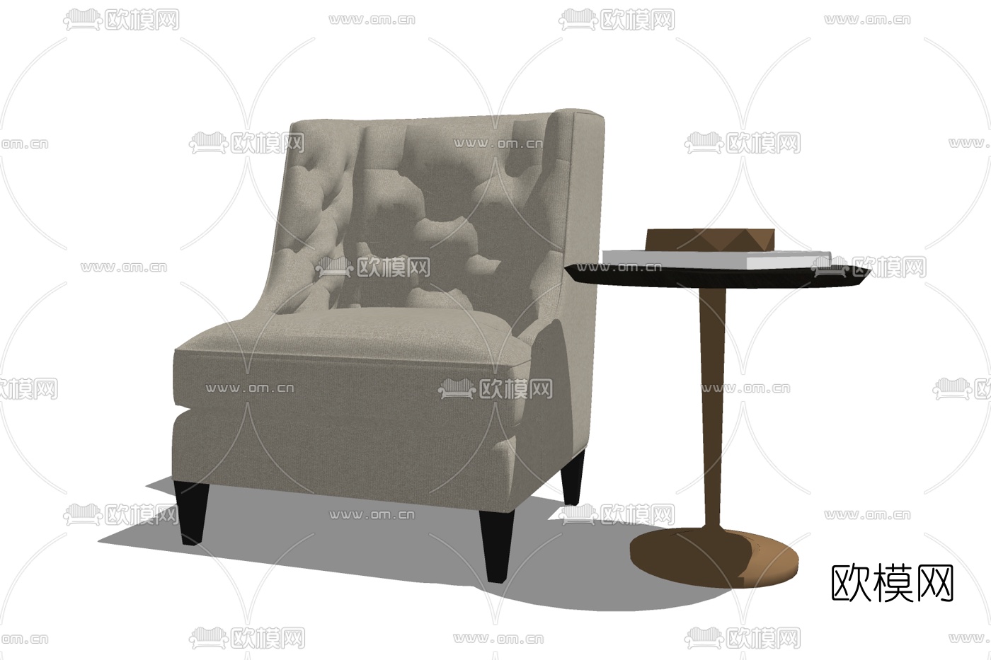 欧式布艺休闲椅免费su模型下载