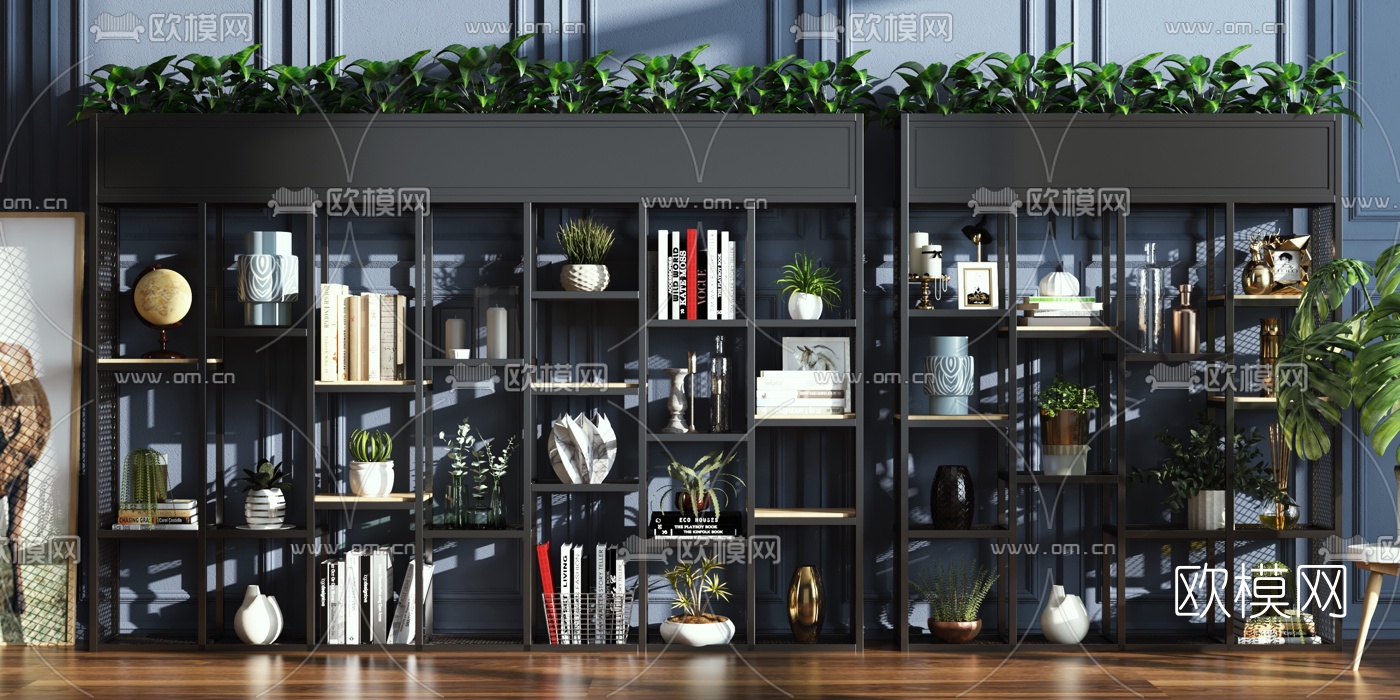 工业风铁艺装饰架3d模型下载