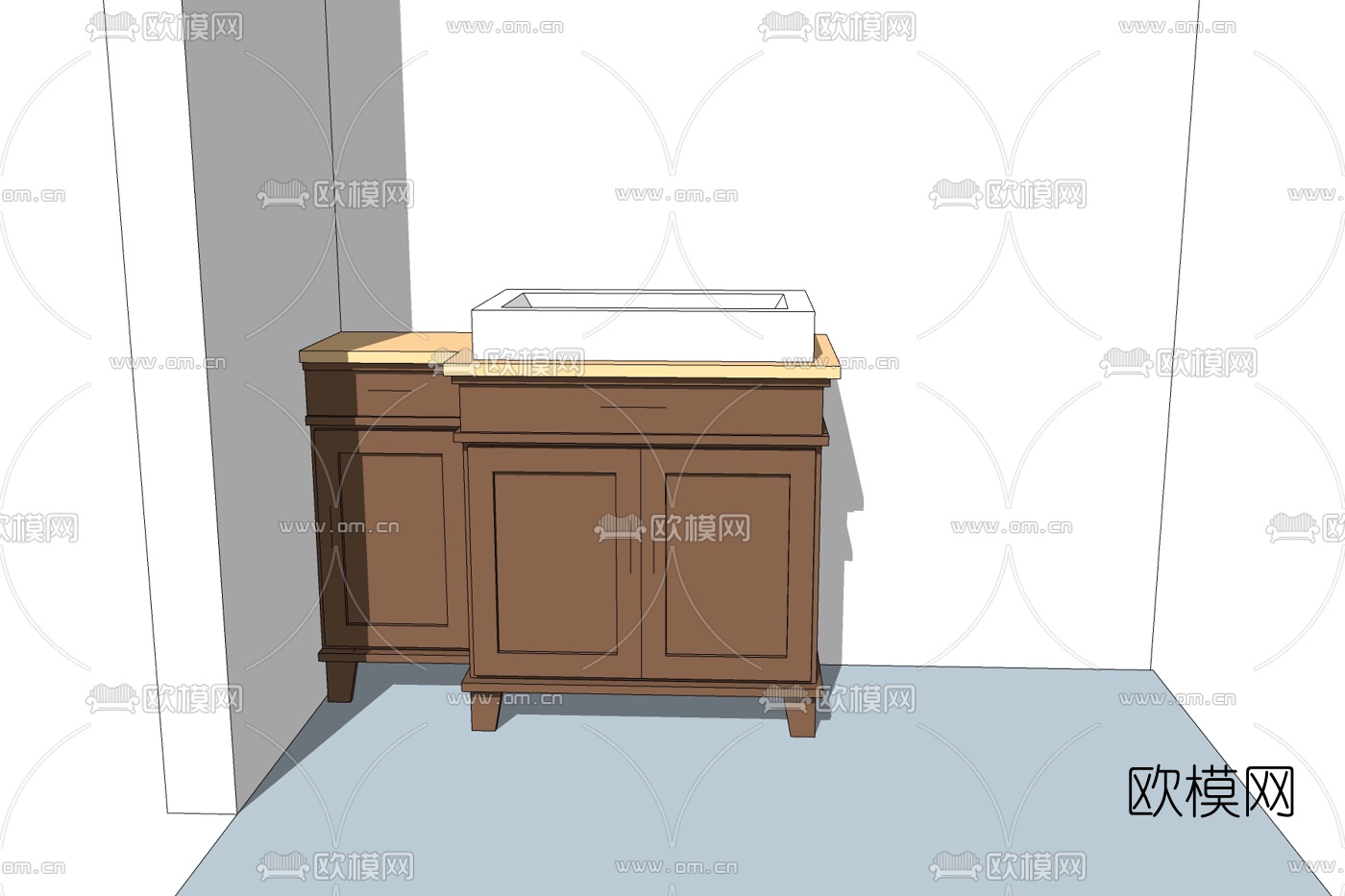 欧式实木洗手台免费su模型下载