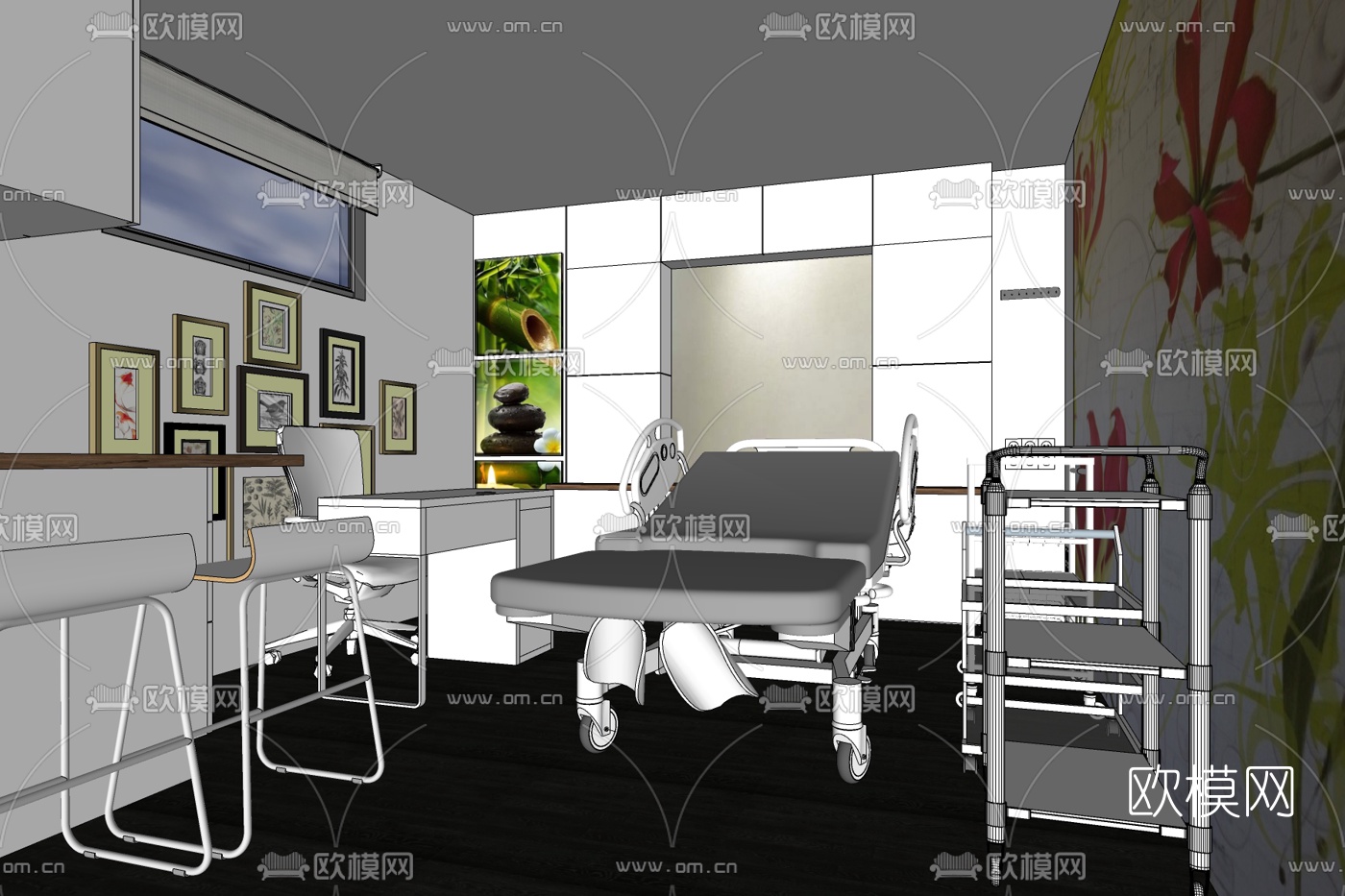 现代诊所免费su模型下载