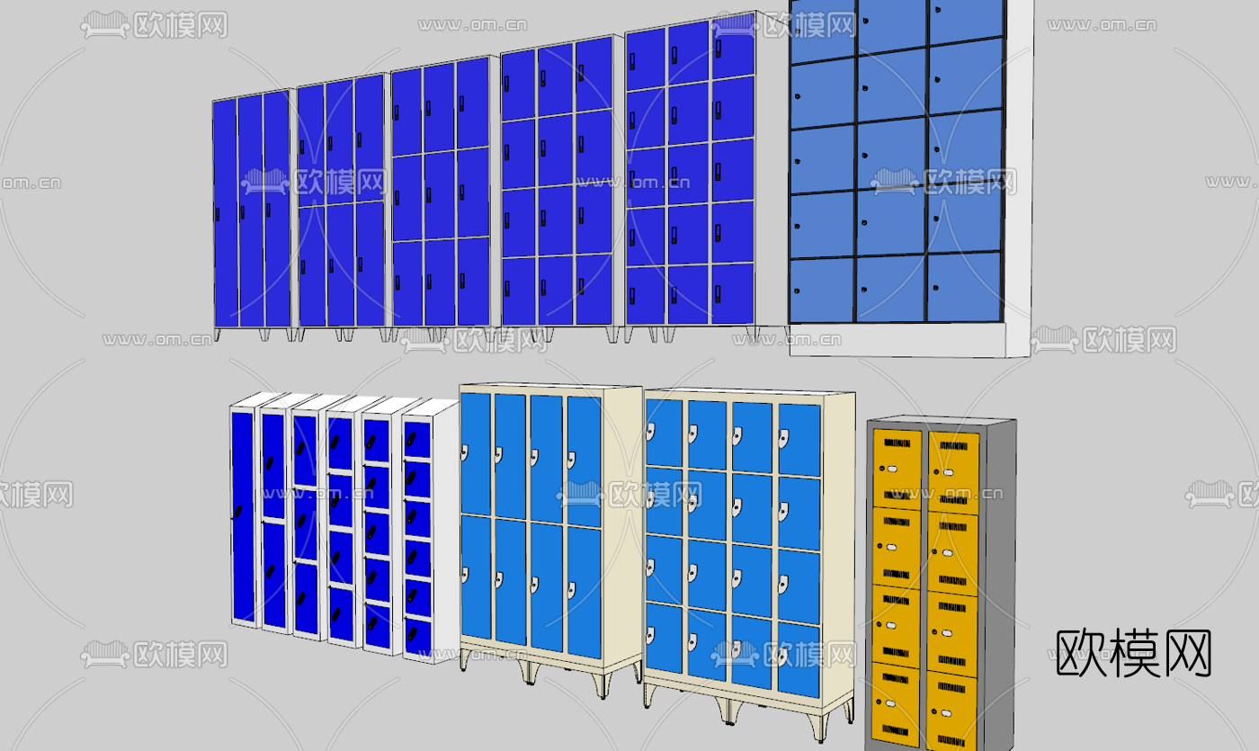 现代超市寄存柜储物柜su模型下载（渲染图3）