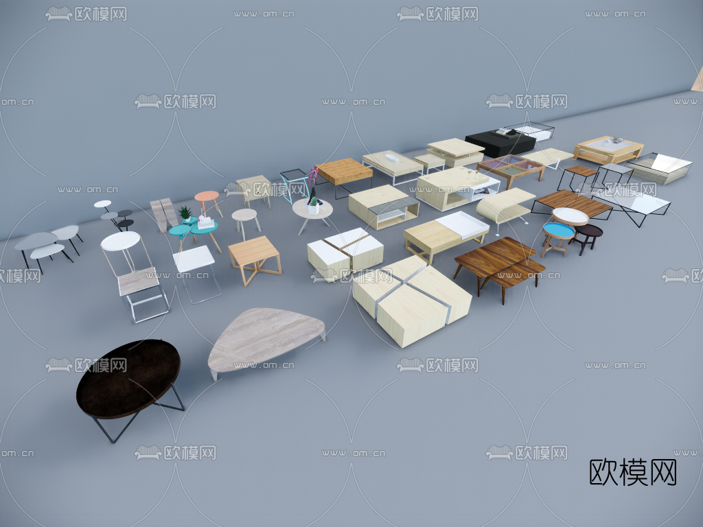 北欧实木茶几边几su模型下载（渲染图1）