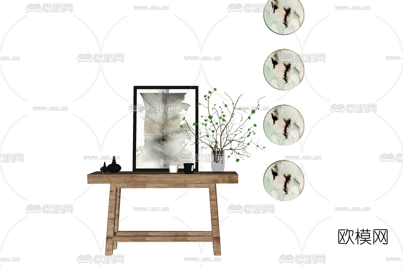 新中式装饰画免费su模型下载