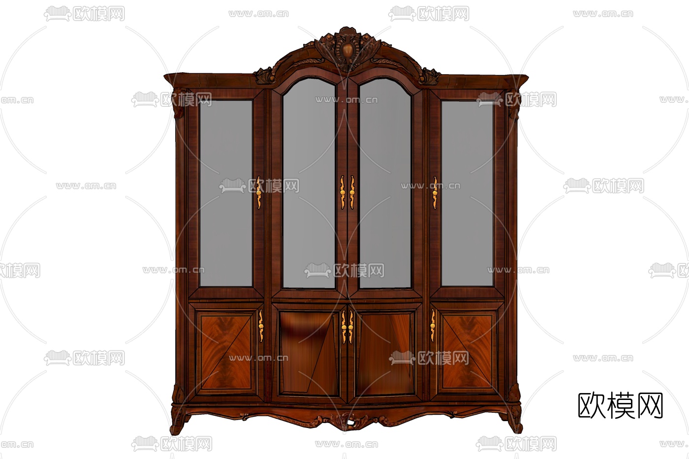 欧式实木衣柜免费su模型下载