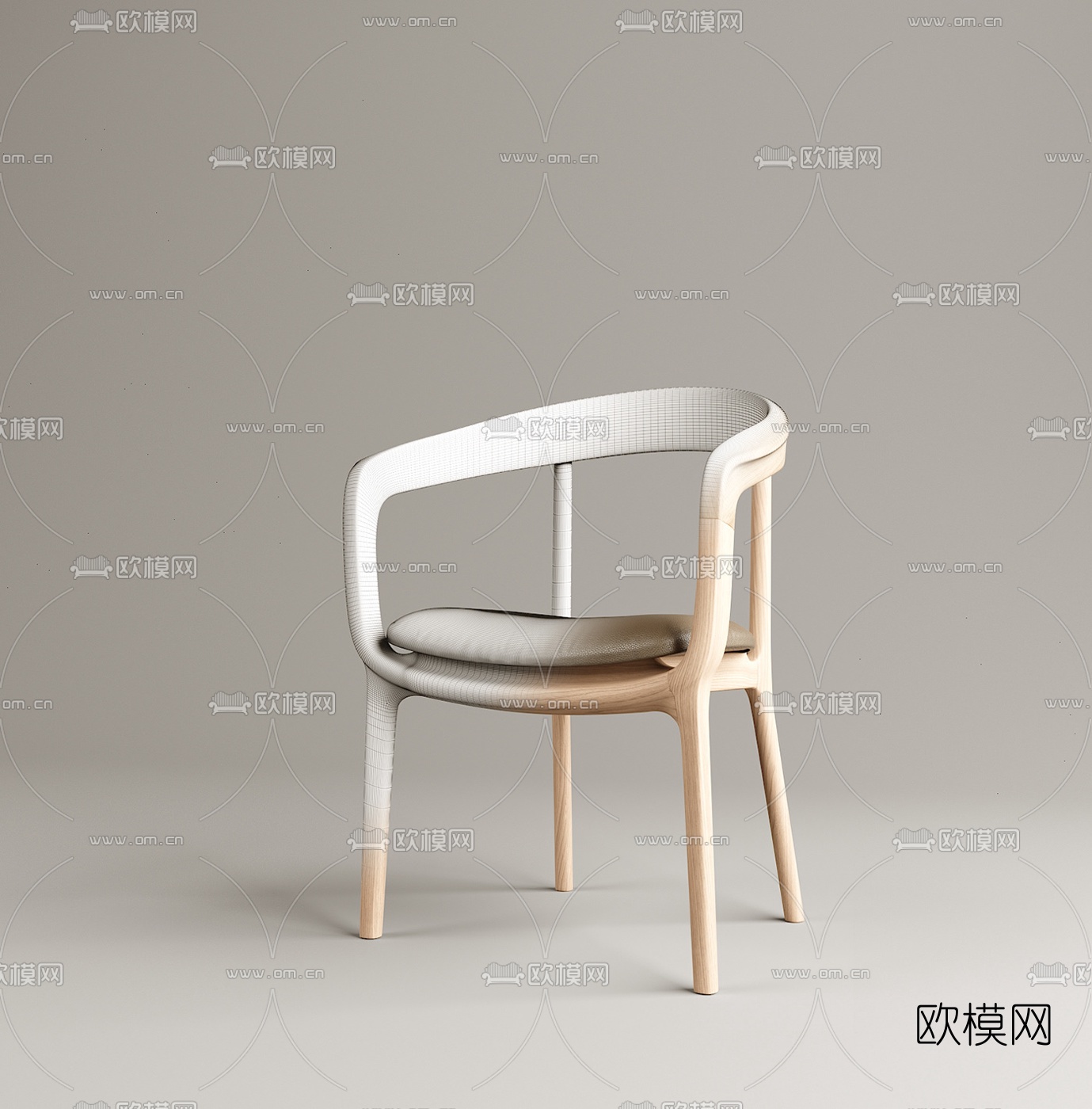 北欧实木单椅3d模型