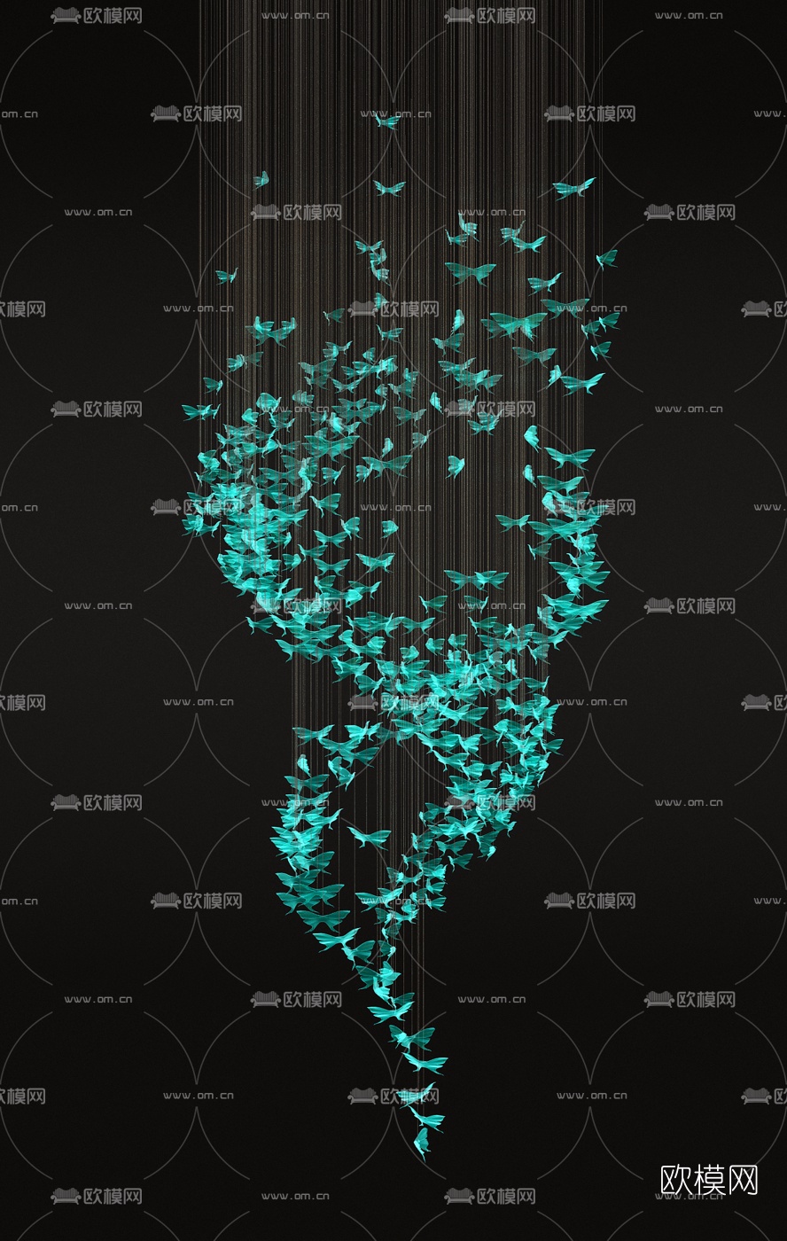 现代大型水晶装饰吊灯3d模型下载（渲染图2）