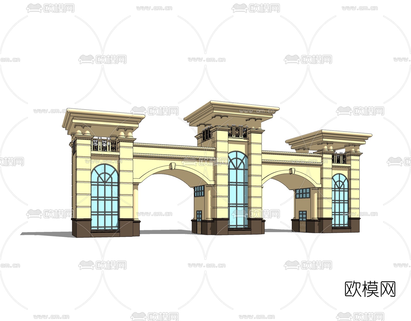 欧式小区门头免费su模型下载