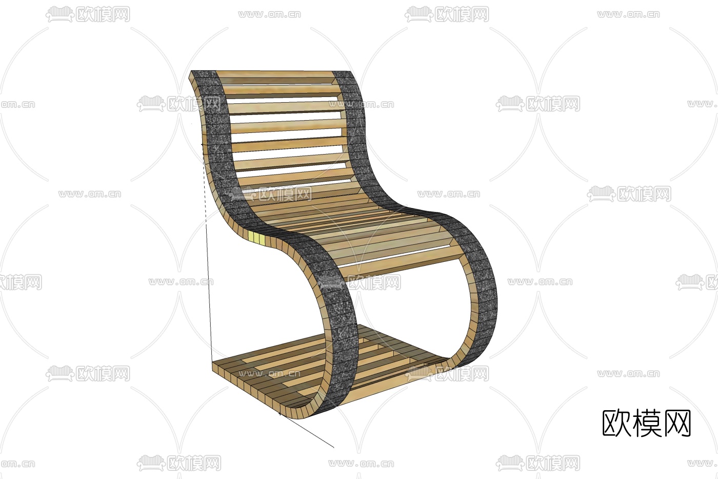 现代实木休闲椅免费su模型下载