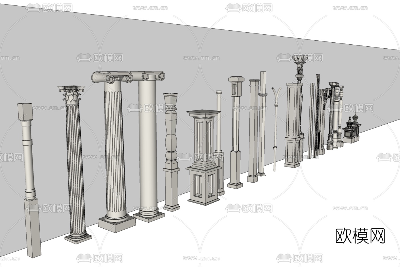 欧式罗马柱免费su模型下载