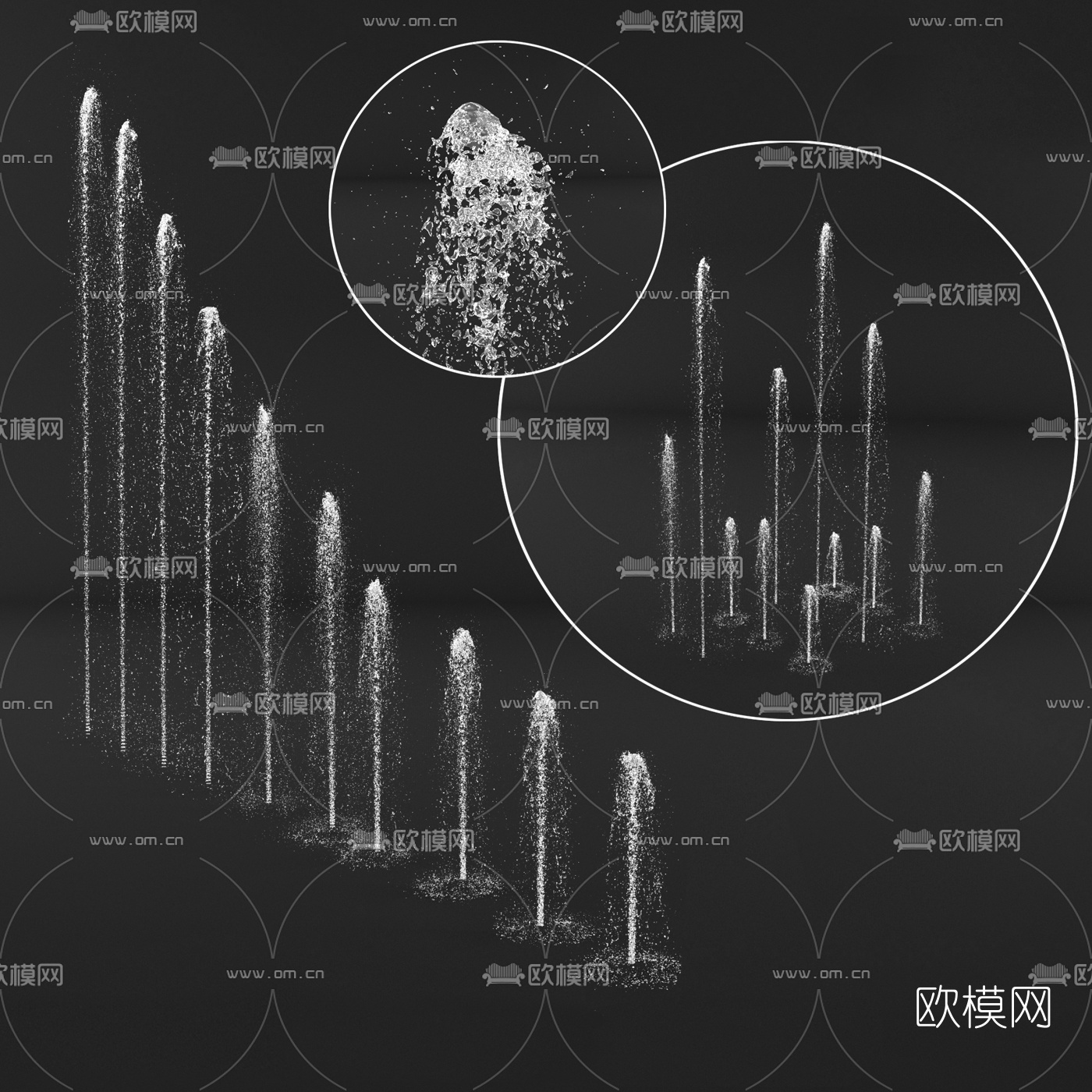 现代喷泉水景3d模型下载（渲染图1）