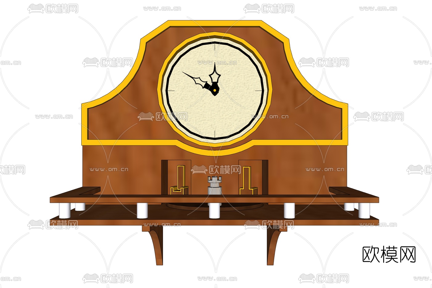 欧式实木落地钟表免费su模型下载