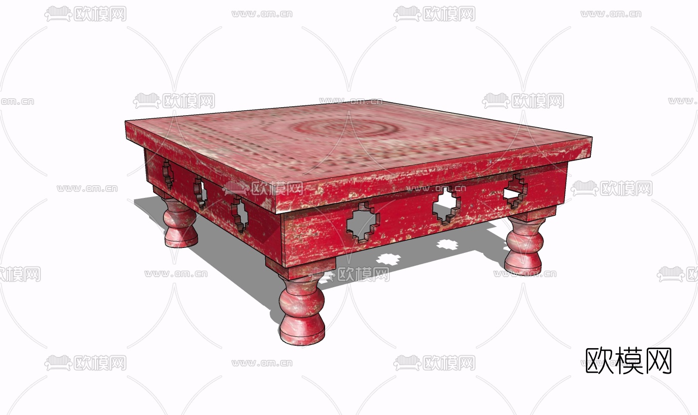 新中式实木茶几免费su模型下载
