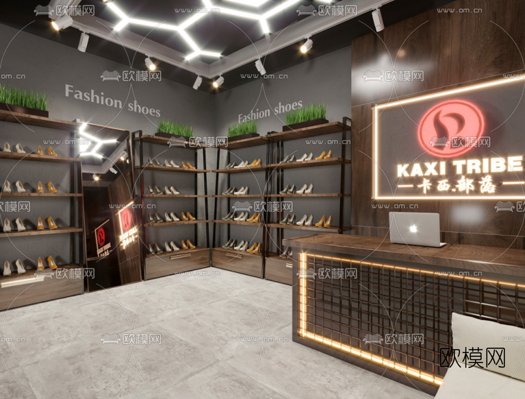 工业风女士鞋店3d模型下载