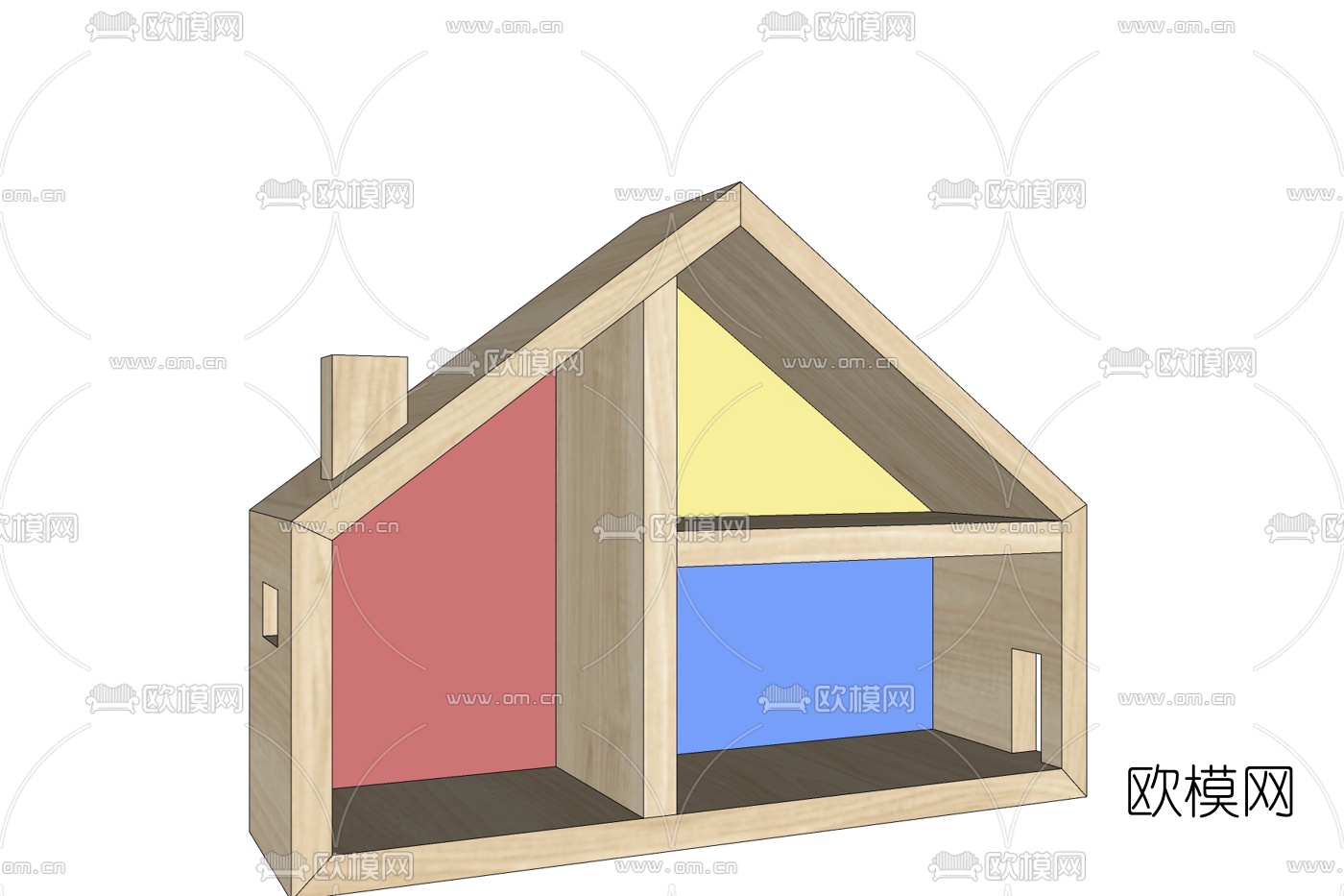 北欧原木儿童柜免费su模型下载