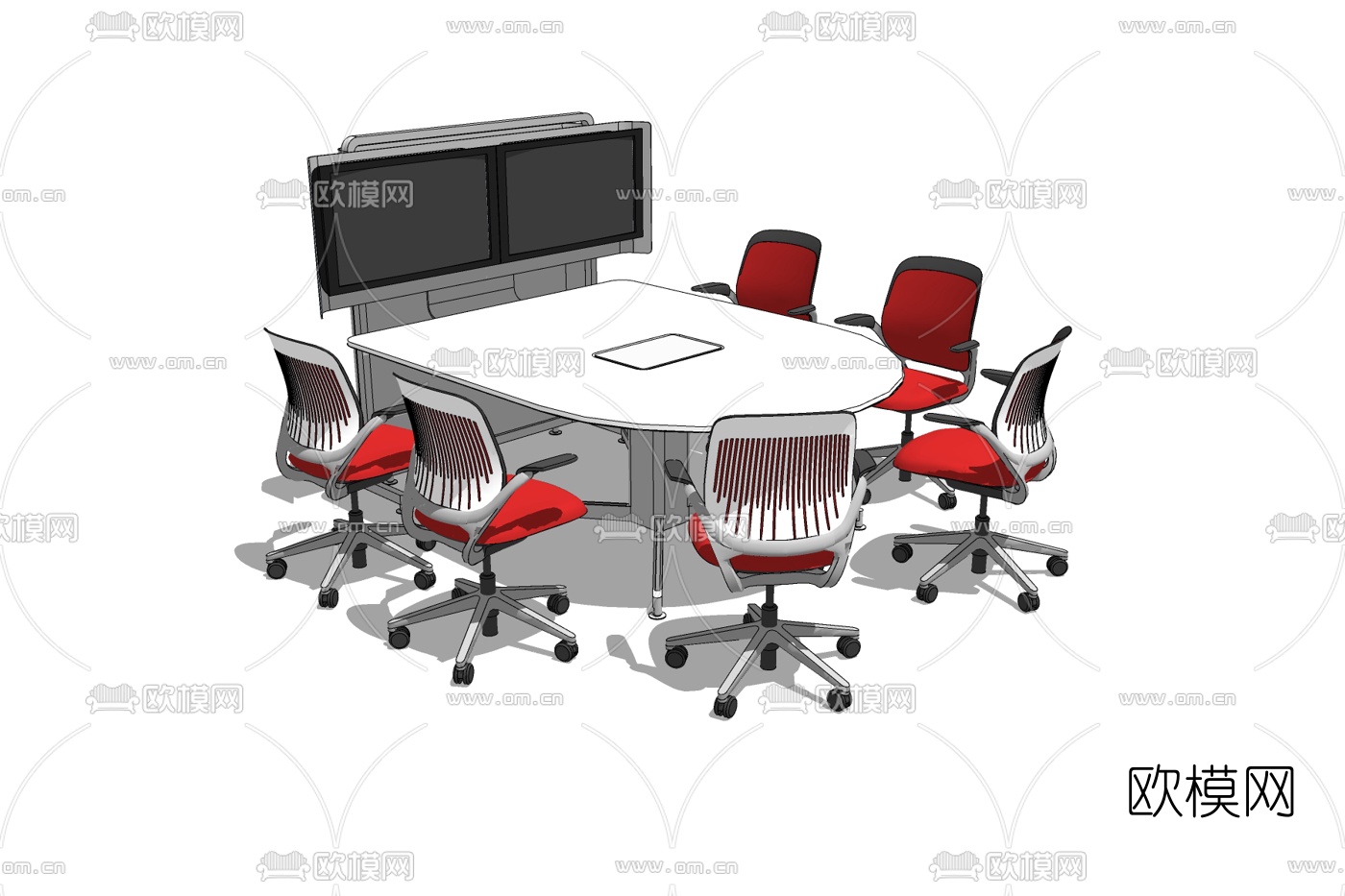 现代会议桌免费su模型下载