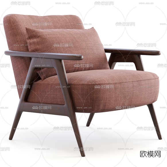 现代布艺休闲椅3d模型下载(渲染图3)