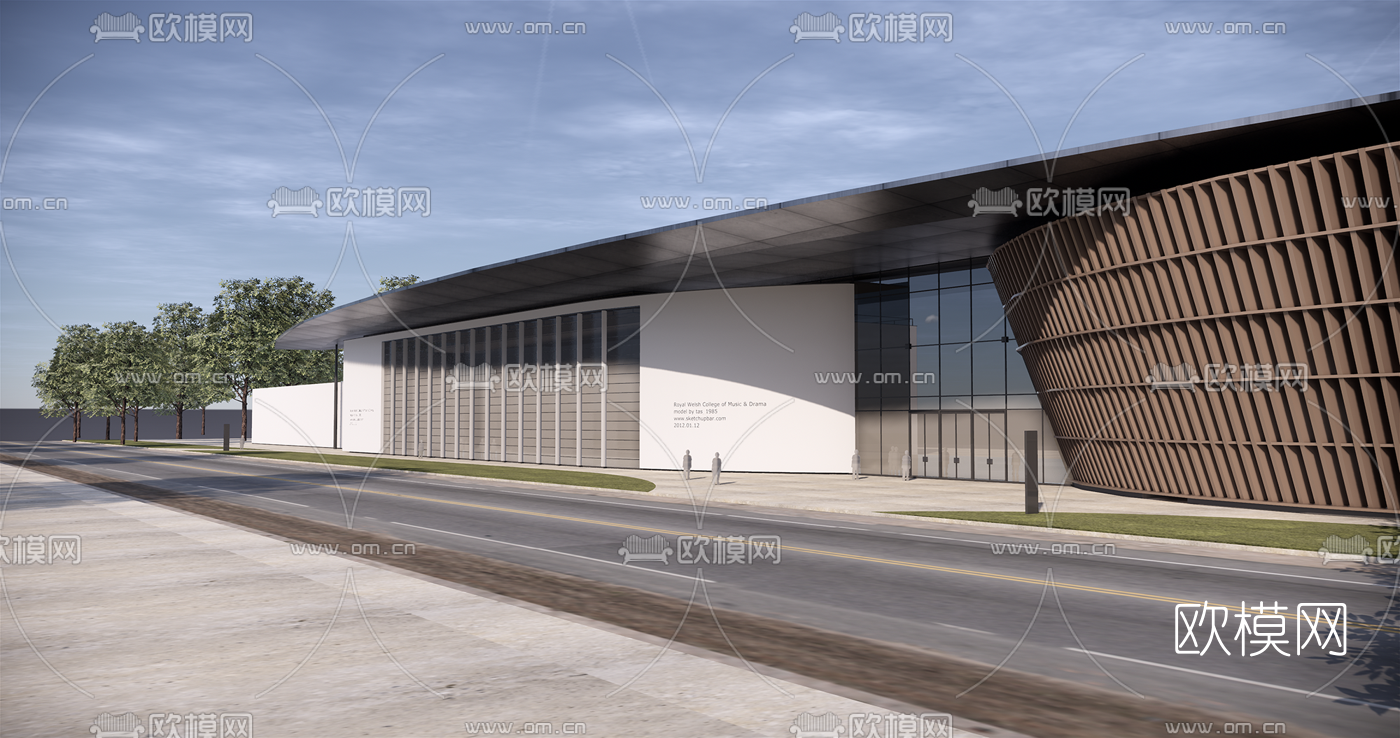 现代博物馆su模型下载（渲染图1）