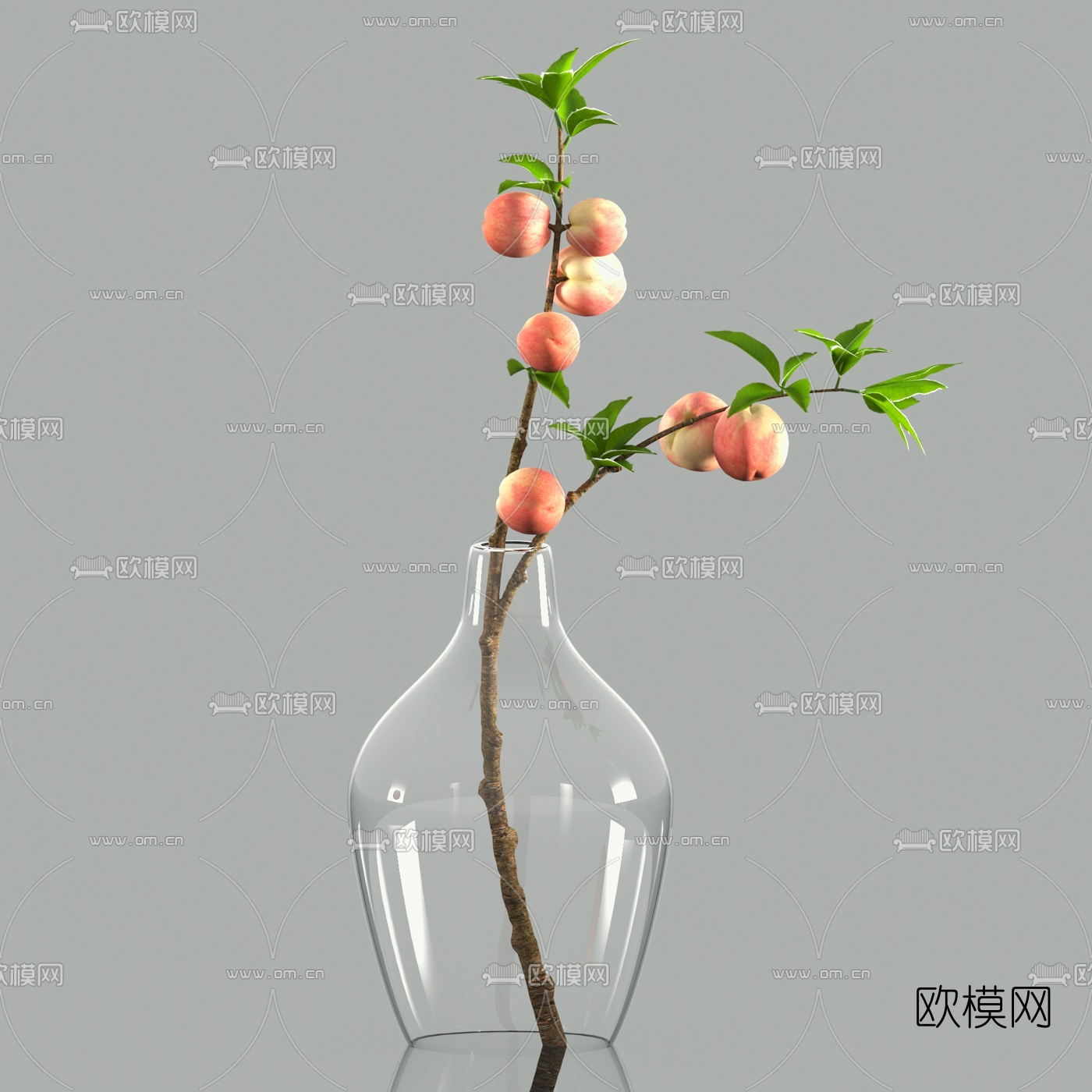 现代玻璃花瓶插花免费3d模型下载