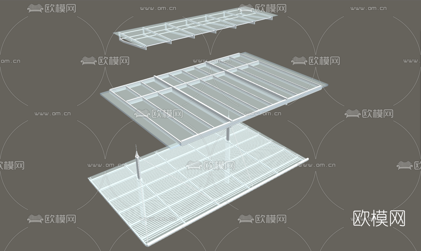 现代玻璃雨棚su模型