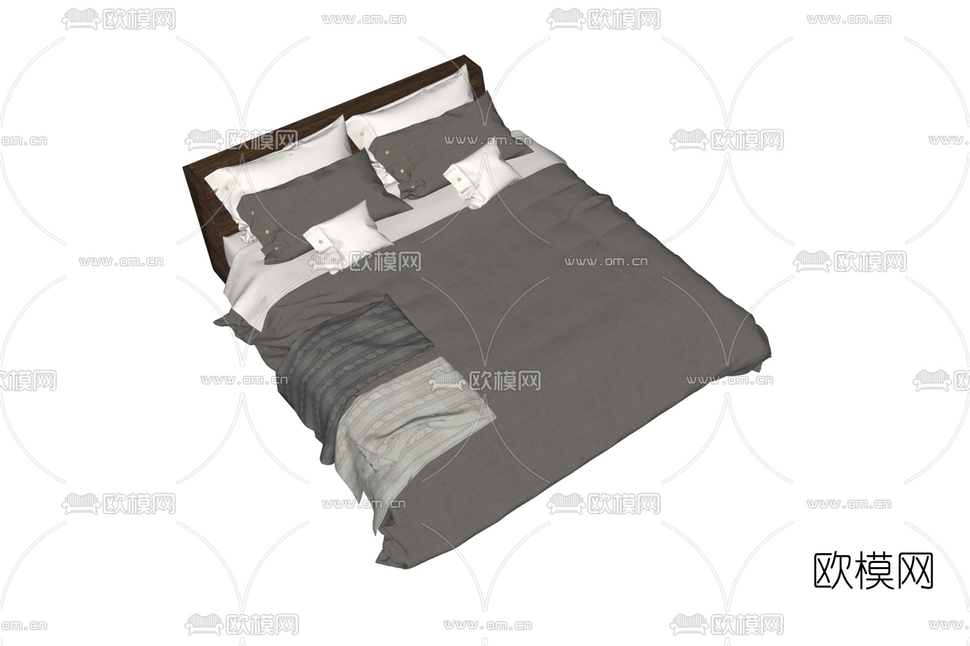 现代双人床免费su模型下载