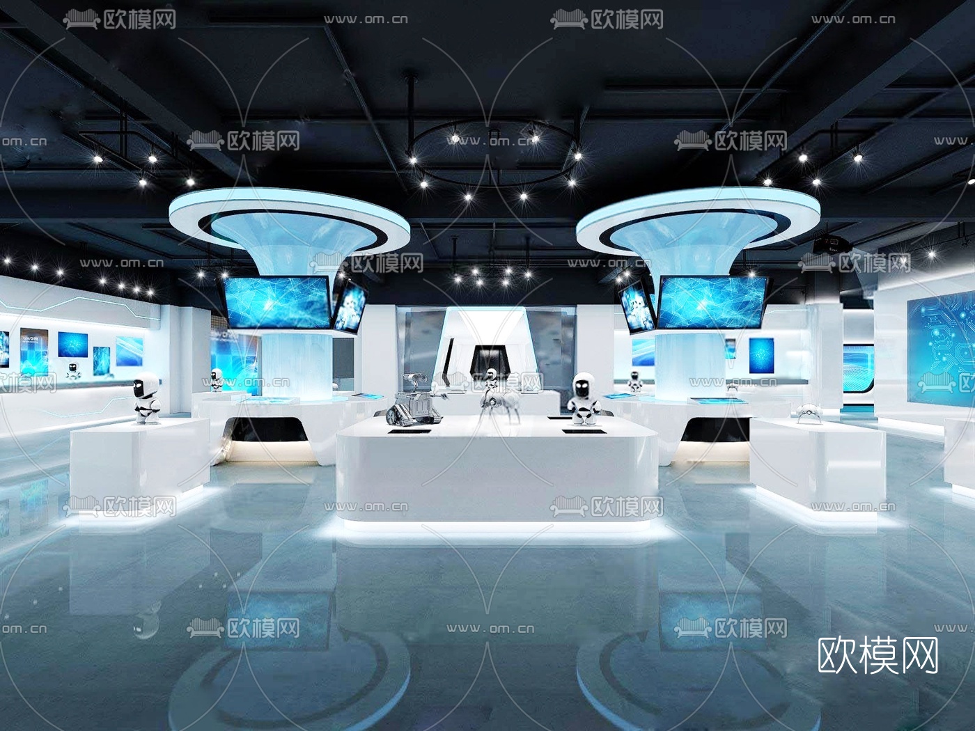 后现代科技展厅免费3d模型下载（渲染图1）