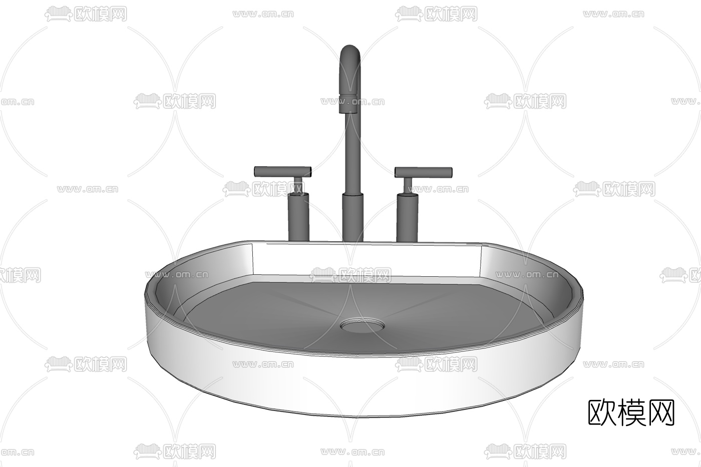 现代铁艺洗手盆免费su模型下载