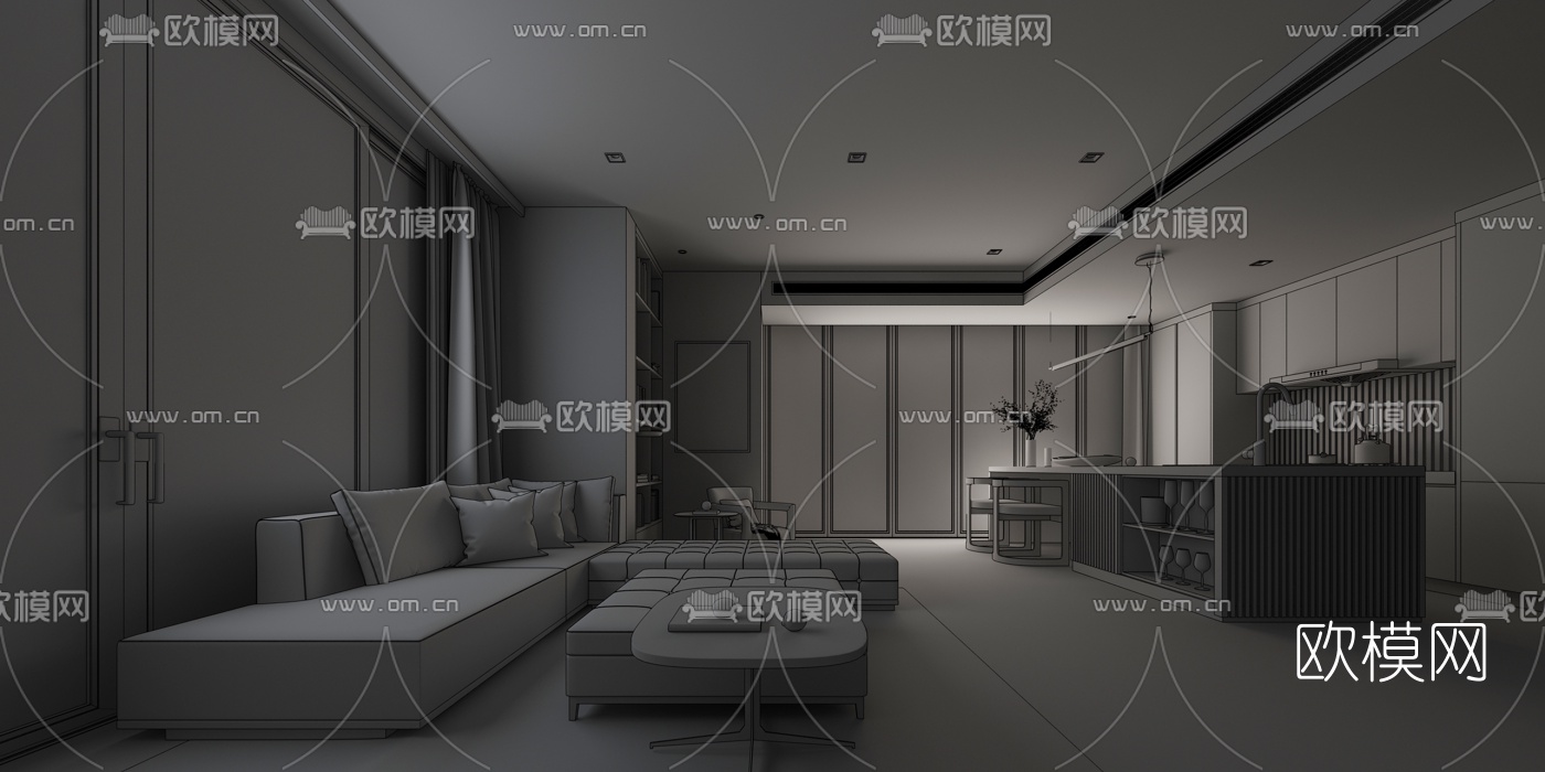 葛亚曦设计 苏州万科大象山舍“叠拼”豪宅3d模型下载（渲染图2）