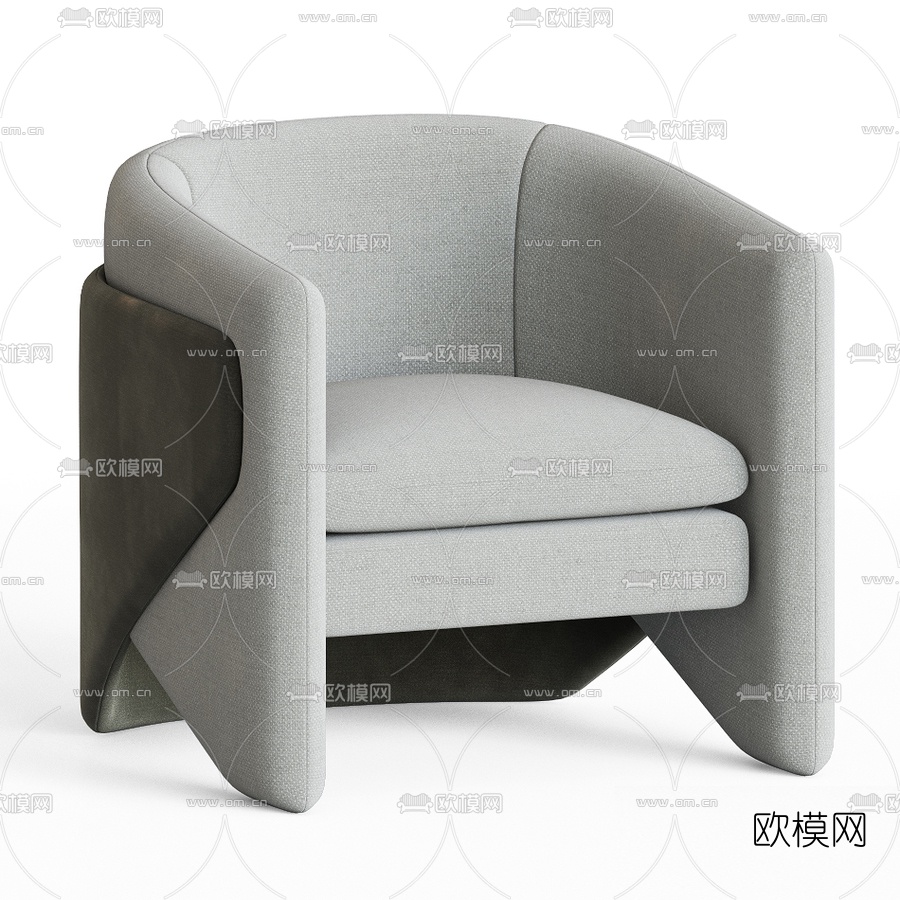 现代布艺单人沙发3d模型下载（渲染图3）