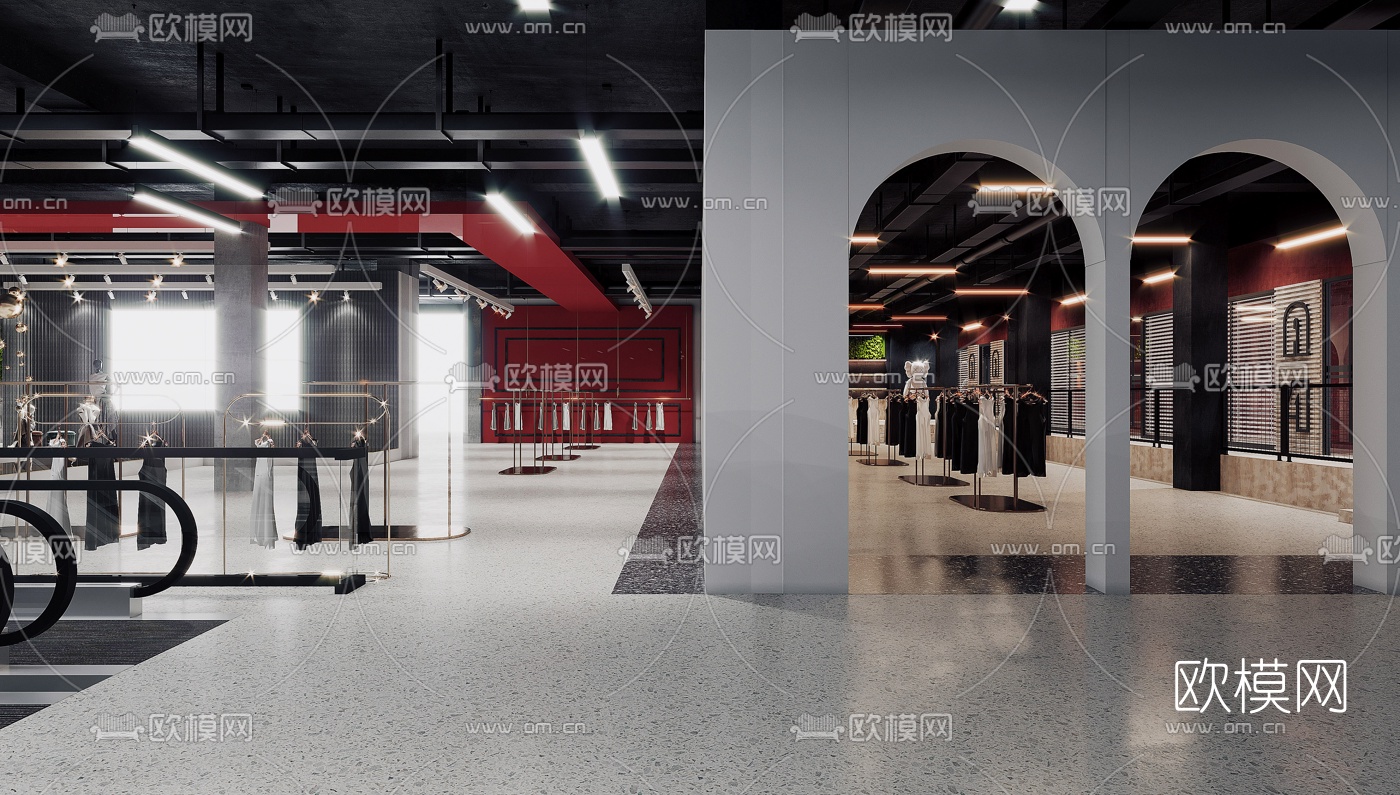 工业风女士服装店3d模型下载（渲染图3）