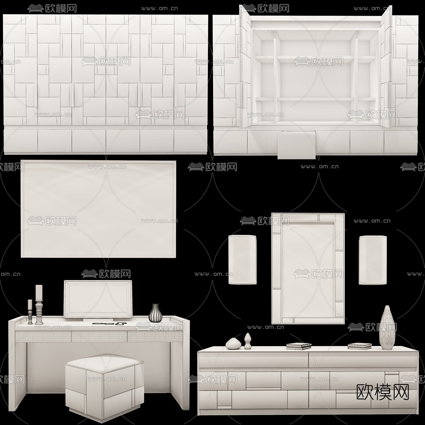 后现代装饰柜衣柜梳妆台3d模型