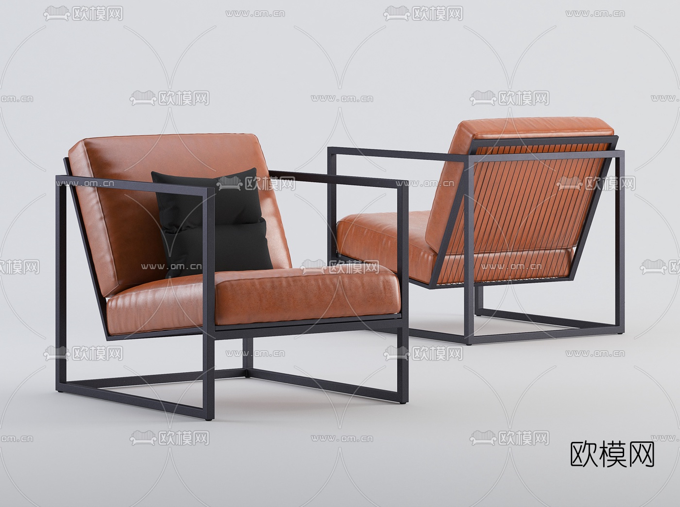 现代皮革休闲椅3d模型