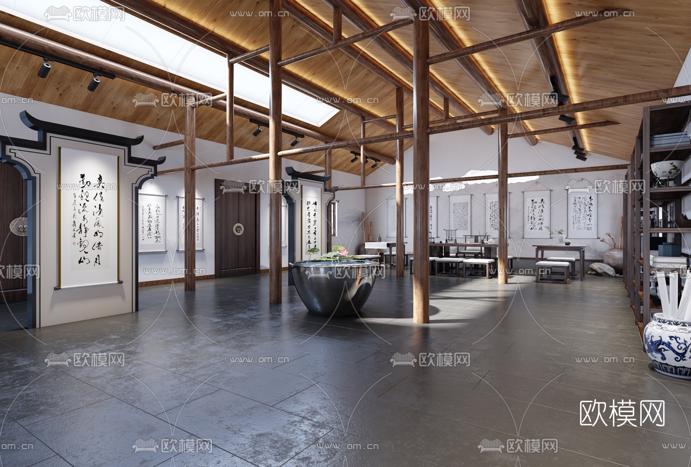 新中式书法培训机构3d模型