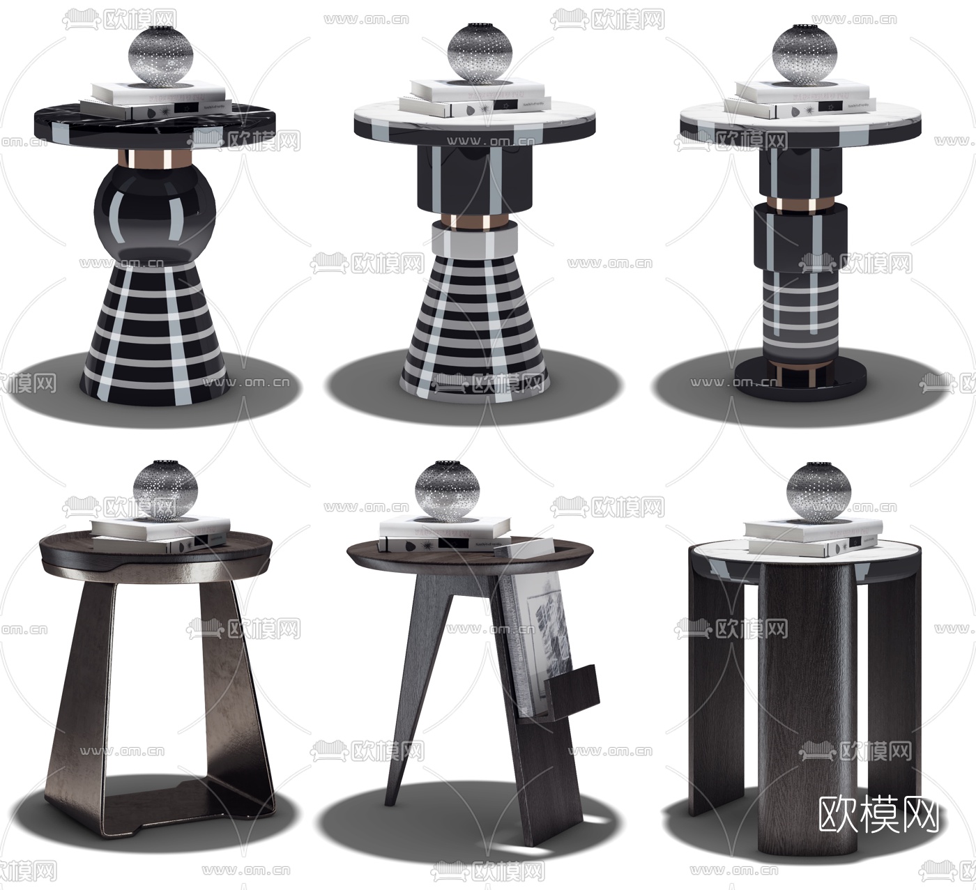 现代轻奢圆几边几3d模型